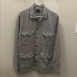 J. Crew Linen Cotton Blend Shirt Jacket Size Medium 4 Pockets Great for Layering